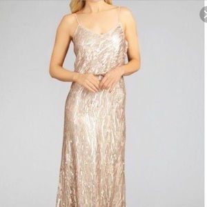 Donna Morgan rose gold gown